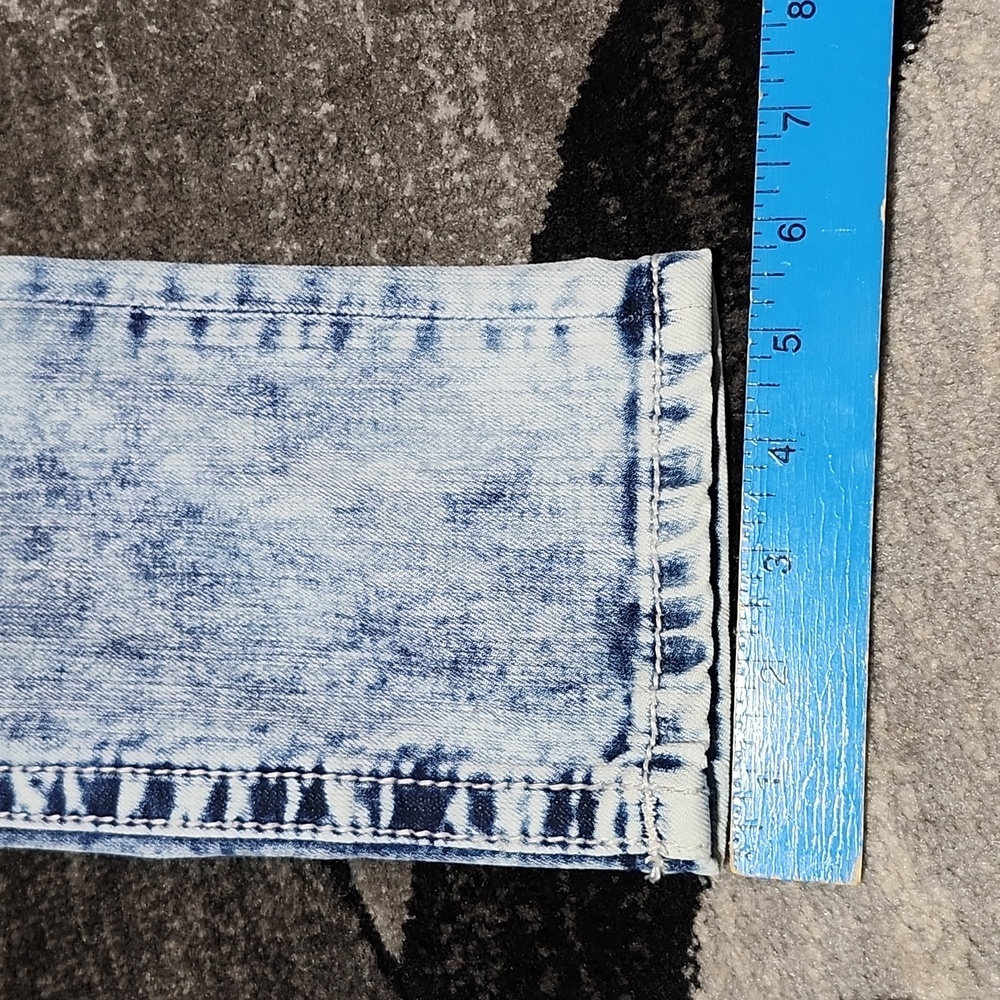 MISS ME EMBROIDERED FAUX-FLAP RHINESTONES ACID-WASH SIGNATURE SKINNY DEN… - Picture 8 of 15